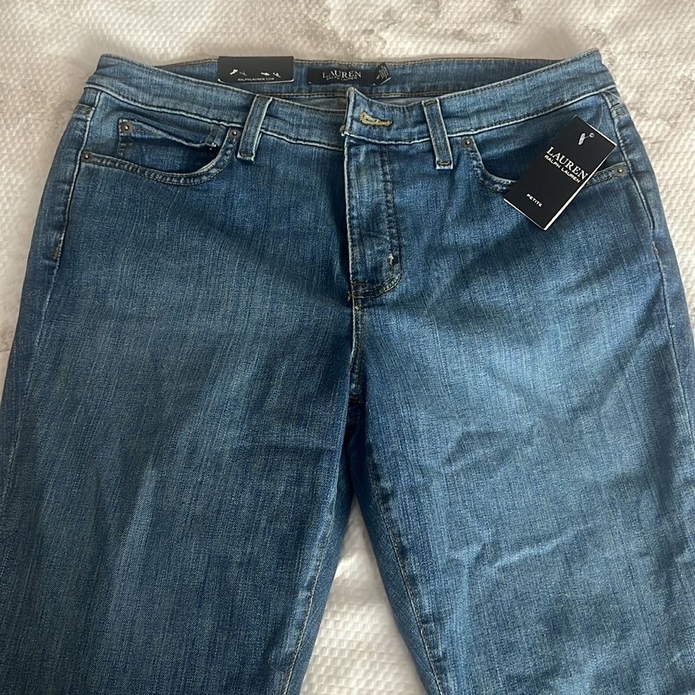 Ralph Lauren Blue Straight Leg Jeans Mid-Rise Size 14P x 29 - Picture 5 of 11